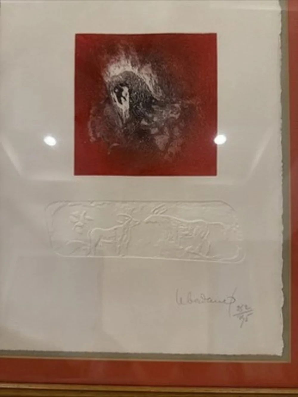 Framed Lebadang (aka Hoi), Red Horse, Etching with Relief, signed and numbered - Picture 5 of 7
